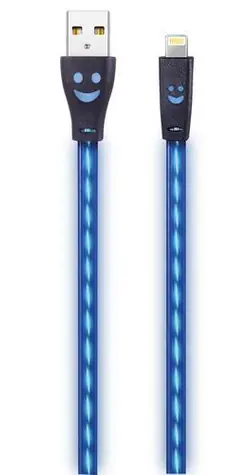 2GO modrá / Nabíjecí a datový kabel / USB - Lightning / LED podsvícení / 1 m