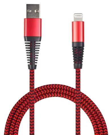 2GO červená / Datový a nabíjecí kabel / USB-A na Lightning / nylon / 1 m