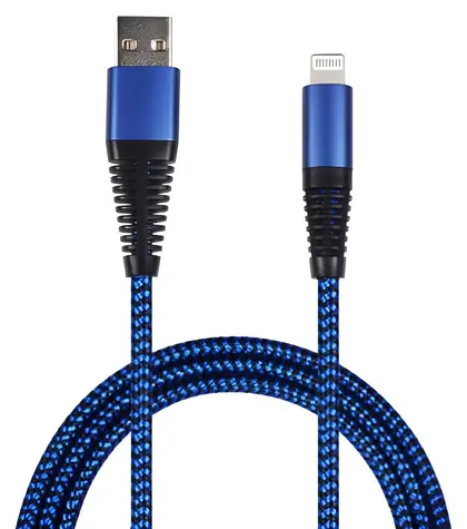 2GO modrá / Datový a nabíjecí kabel / USB-A na Lightning / nylon / 1 m