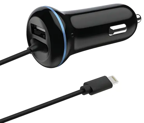 2GO 12W černá / Nabíječka do auta / 1x USB-A / Lightning kabel / 140 cm