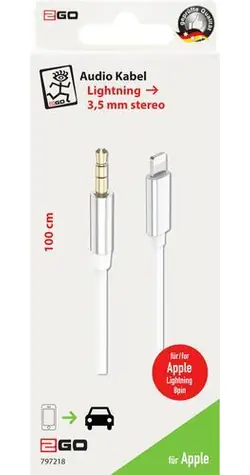 2GO bílá / Audio kabel / 3,5 mm jack - Lightning / 1 m