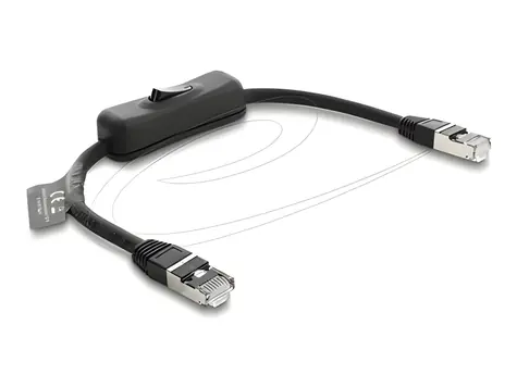 Delock patch kabel RJ45 Cat.6 F/UTP se spínačem černá / Kabel / 0,3 m