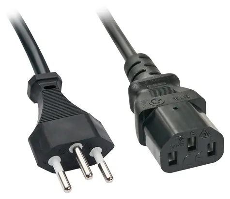 Lindy černá / Napájecí kabel / Švýcarská zástrčka - IEC 320 C13 / 3 m