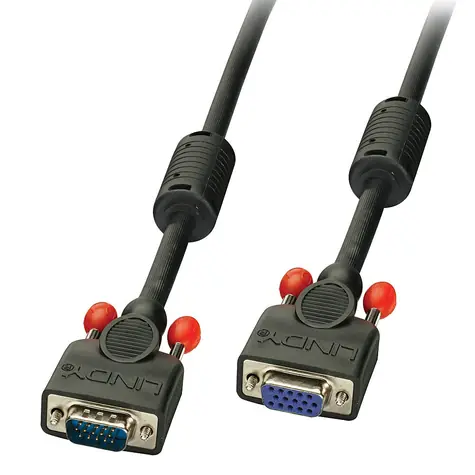 Lindy VGA HD15 M/F černý 1m / Prodlužovací kabel / DDC / Stíněný