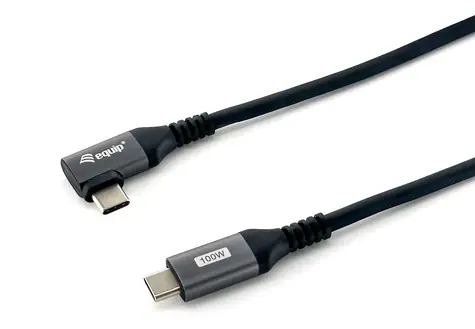 Equip USB-C - USB-C 90° 2 m černá / Datový kabel / PD 100W / USB 2.0
