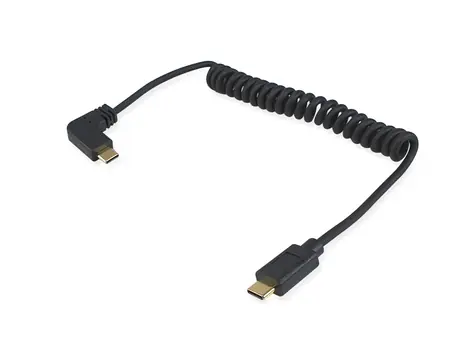 Equip černá / Kabel USB-C na USB-C / USB 2.0 / 90° spirálový / 1 m