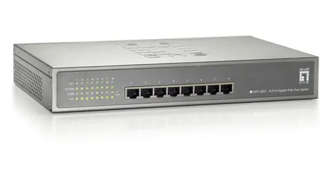 LevelOne GEP-0821 / Switch / 8x Gigabit PoE+ / 123 W / Rack 19