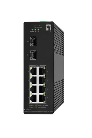 LevelOne Hilbert IGS-2110P / Průmyslový PoE switch / 8x GE PoE+ / 2x SFP / 110 W / DIN