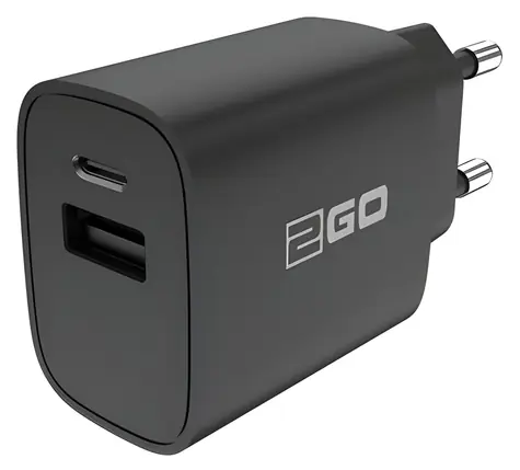 2GO 20W černá / Síťová nabíječka / 1x USB-A / 1x USB-C / PD / Quick Charge
