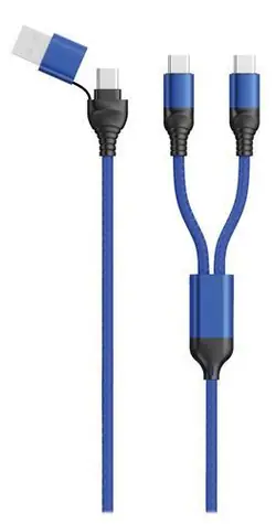 2GO DUO modrá / Nabíjecí kabel / USB-A & USB-C na 2x USB-C / 1,2 m