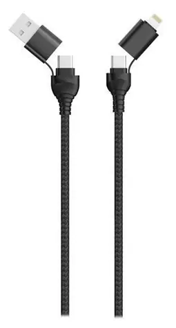 2GO černá / Nabíjecí kabel 4v1 / USB-A, USB-C - USB-C, Lightning / 1,2 m