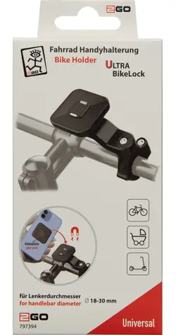 2GO BikeLock Ultra / Držák telefonu na kolo / 18-30 mm / magnetický / 360°