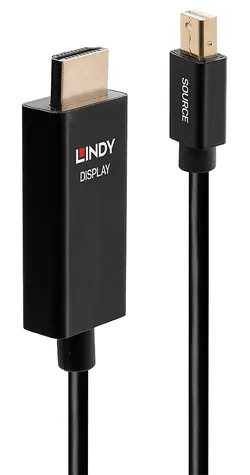 Lindy černá / Adaptér Mini DisplayPort - HDMI / 3 m / 4K 60Hz / HDR / aktivní