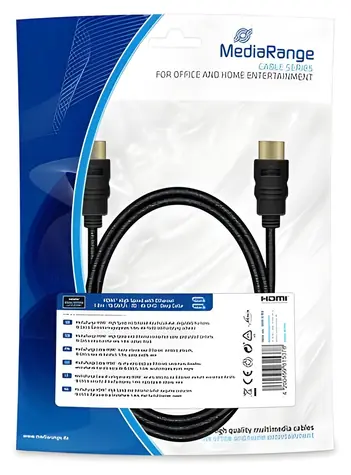 MediaRange MRCS195 1m černá / HDMI kabel / High Speed / 18 Gbit/s / Ethernet / pozlacené konektory