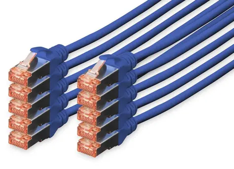 Digitus CAT6 patch kabel modrá / Síťový kabel / S/FTP / RJ-45 / 0,25 m / 10 ks
