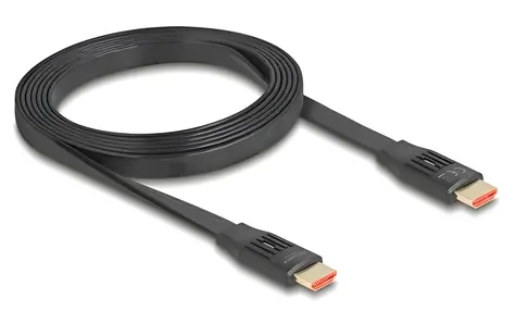 Delock HDMI plochý 2m černá / Kabel / 8K / 60 Hz / 48 Gbps / eARC