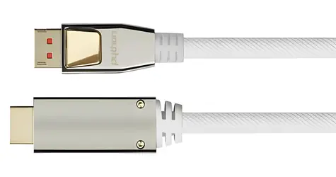 Python DisplayPort 1.4 na HDMI 2.0 bílá / Propojovací kabel / 3 m / 4K 60Hz / Nylon / Pozlacené konektory