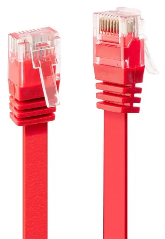 Lindy Plochý patch kabel Cat6 U/UTP červená 0,3 m / Patch kabel / CAT6 / U/UTP / RJ-45