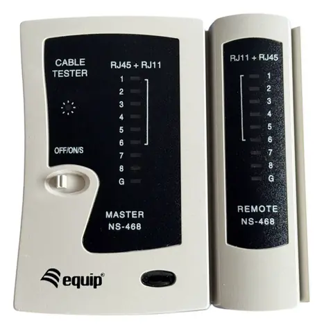 Equip bílá / Tester kabelů / RJ45, RJ11, RJ12 / LED indikace testu