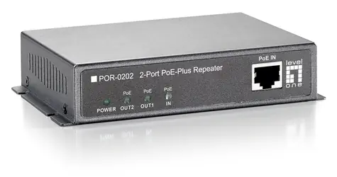 LevelOne PoE repeater černá / PoE repeater / 3x Fast Ethernet / dosah +100 m / nástěnná montáž