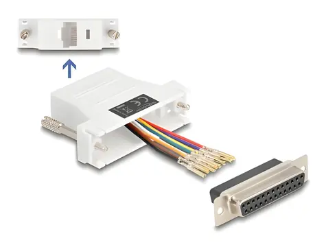 Delock D-Sub 25 pin (F) - RJ45 (F) bílá / Adaptér / Montážní sada / Sériový port
