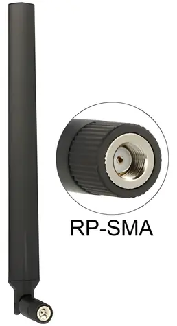 Delock černá / WLAN anténa / RP-SMA / všesměrová / otočná s naklápěním / 4-7 dBi / 802.11 a/ac/b/g/h/n