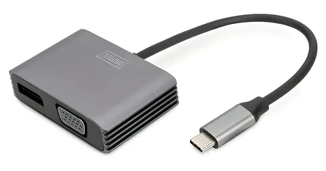 Digitus černá / Adaptér / USB-C - DisplayPort/VGA / 4K/30Hz / 20 cm