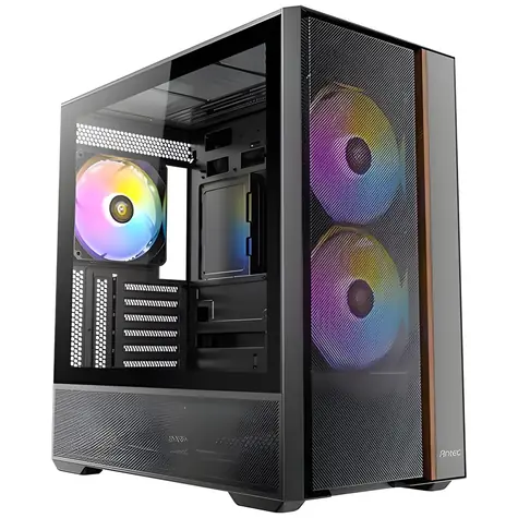 Antec FLUX REAR černá / Skříň / ATX / 2x USB-A 3.2 / 1x USB-C / 3x 140mm + 2x 120mm / tvrzené sklo / bez zdroje