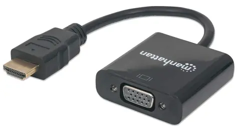Manhattan HDMI - VGA černá / Redukce / 0,3 m / Pozlacené konektory / Full HD 1080p