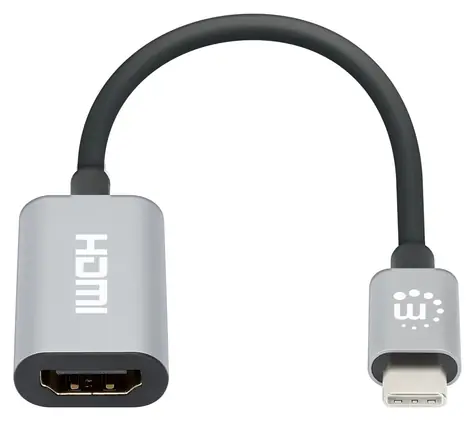 Manhattan USB-C na HDMI šedá / Adaptér / 4K 60Hz / HDCP 2.3 / hliníkové tělo