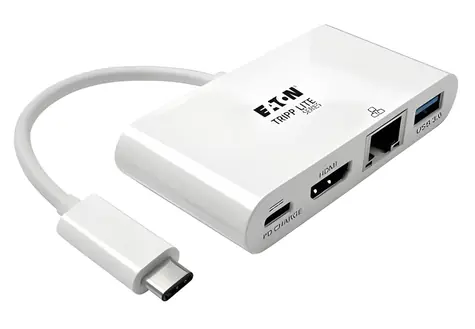 Eaton Tripp Lite U444-06N-HGU-C bílá / Multiportový adaptér / USB-C / HDMI / USB 3.0 / RJ45 / PD 60W