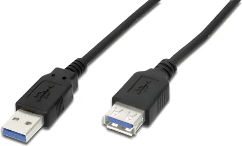 Digitus USB 3.0 A-A černý / Prodlužovací kabel / USB 3.2 Gen 1 / 1,8 m