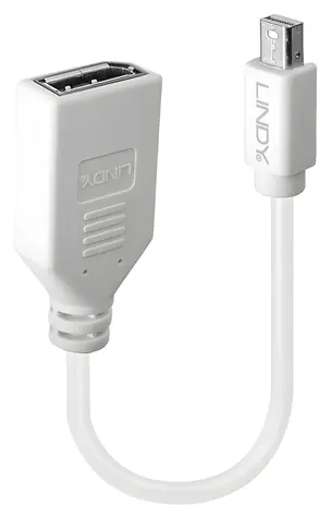 Lindy bílá / Adaptér / Mini DisplayPort (M) - DisplayPort (F) / 0,15 m