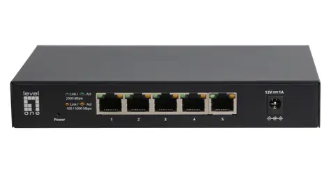 LevelOne GEU-0525 / Switch / 5x 2,5G Ethernet / Unmanaged / kovový / bez ventilátoru