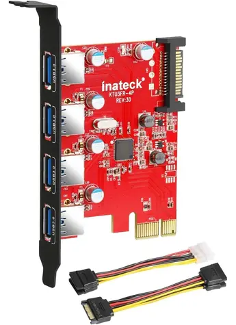 Inateck KTU3FR-4P / PCIe karta / 4x USB 3.0 / SATA 15pin napájení / Hot-swap