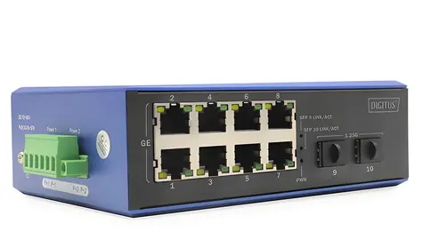 Digitus DN-651151 / Switch / 8x Gigabit PoE / 2x SFP / DIN lišta / IP40