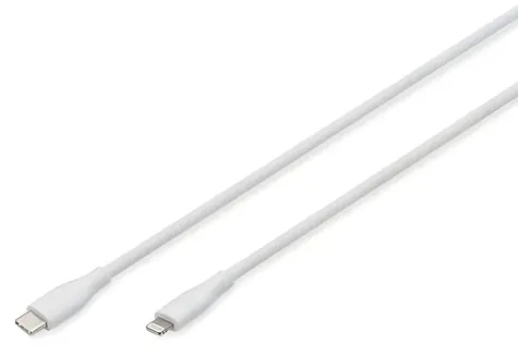 Digitus USB-C - Lightning bílá / Nabíjecí a datový kabel / silikon / 0,5 m / MFI / 60 W / USB 2.0