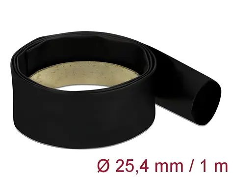 DeLock 25,4 mm černá / Smršťovací bužírka / Délka 1 m / Poměr smrštění 4:1 / Polyolefin