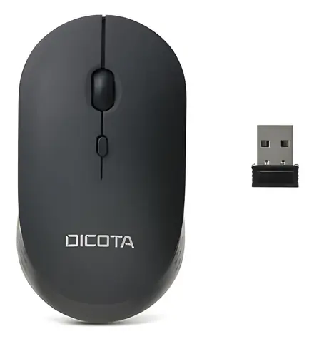 Dicota Silent V2 černá / Bezdrátová optická myš / tichá / 800-1600 DPI