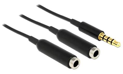 Delock Jack 3,5 mm (M) - 2x Jack 3,5 mm (F) černá / Audio kabel / rozbočovač na 2 sluchátka / 0,25 m