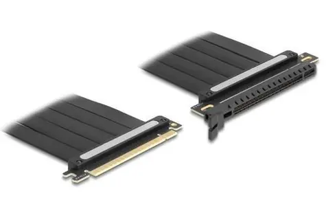 DeLock 81508 černá / Riser karta / PCIe 4.0 x16 na PCIe x16 / kabel 30 cm / vertikální instalace GPU