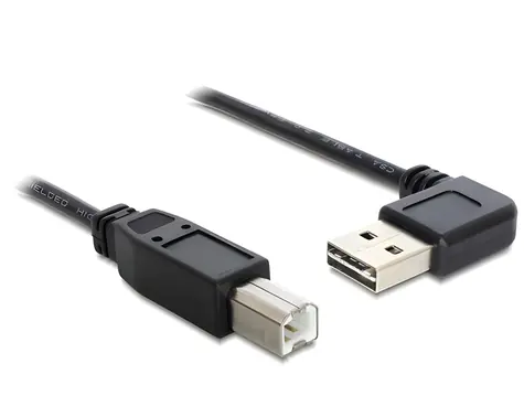 Delock Easy-USB černá / Kabel USB-A (M) - USB-B (M) / 0,5 m / USB 2.0 / pravoúhlý konektor
