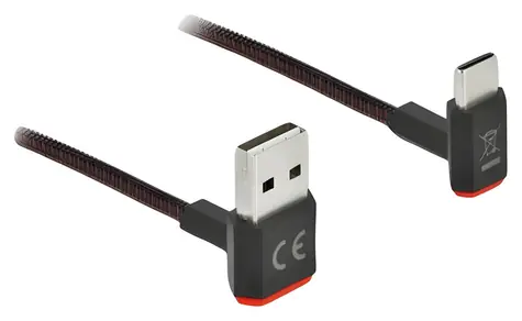 DeLock USB-A - USB-C černá / Kabel / USB 2.0 / zalomený / 0,5 m