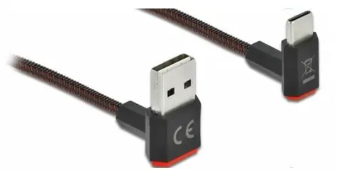 DeLock EASY-USB 2.0 černá / Kabel / USB-A - USB-C / 2 m / Zalomené konektory