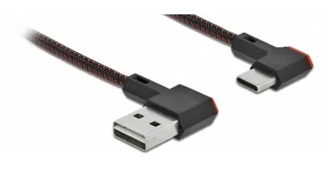 DeLock / USB kabel / USB-A - USB-C / pravoúhlý / 0,5 m / černá