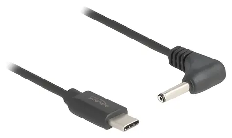 Delock USB-C - DC 3,5 x 1,35 mm 90° černá / Napájecí kabel / 1,5 m / 5 V / 1 A