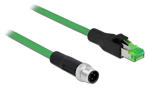 DeLock M12 4pin D-kód (M) - RJ45 (M) / Síťový kabel / 2 m / PVC / -40 - 70 °C