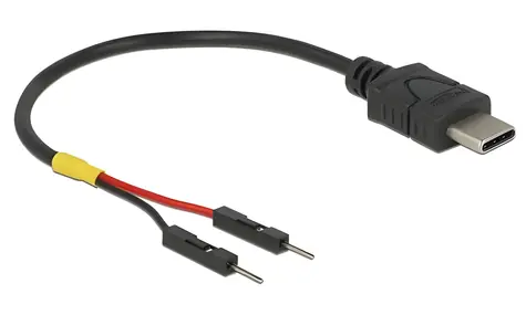 Delock USB-C / Napájecí kabel / 2x pinová zástrčka / 10 cm / černá
