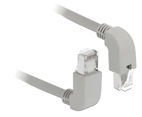Delock RJ45 Cat.6 S/FTP šedá / Síťový kabel / pravoúhlý konektor / 0,5 m