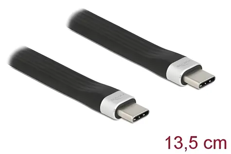 Delock USB-C - USB-C 13,5 cm černá / FPC plochý stuhový kabel / USB 3.2 Gen 2 / 10 Gbit/s / 3 A